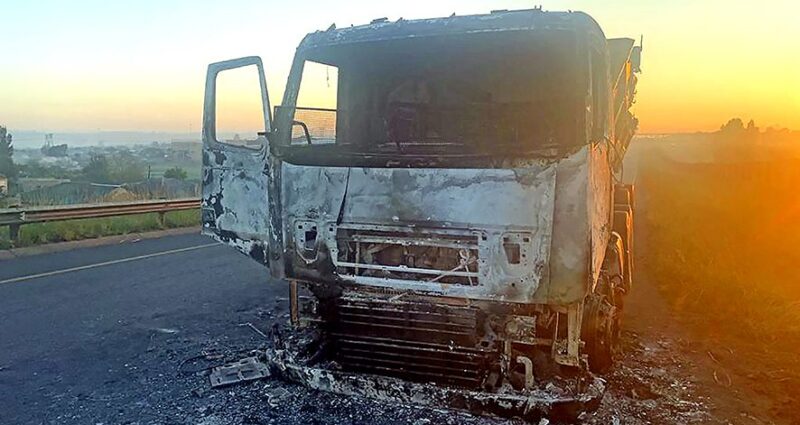Truck torched during service delivery protest on N2 highway