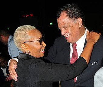 Ria Ledwaba and Danny Jordaan in happier times