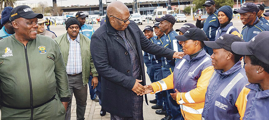 Premier Panyaza Lesufi welcoming new community safety officers.