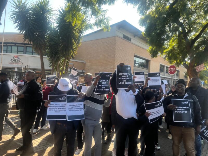 Health Standards Compliance staff picket against relocation