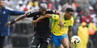 Sundowns, Pirates in gruelling CAF Champions League prelim round fixtures Mamelodi Sundowns and Orlando Pirates players tussling for the ball