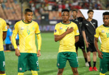 Amajita players singing the SA national anthem