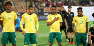 PSL stars dominate SA Under-23 Olympics squad Amajita players singing the SA national anthem