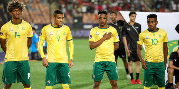 Amajita players singing the SA national anthem