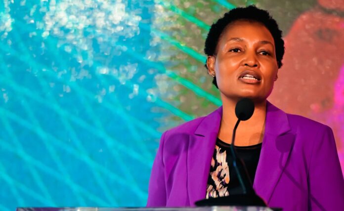 Human Settlements minister Thembi Simelane speaks at the 3rd annual Indaba of the Community Ombud Scheme Service in Fourways Gauteng