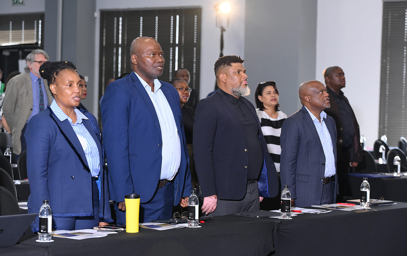 Minister of Human Settlements Thembi Simelane, SALGA President Cllr Bheke Stofile, SALGA Working Group Chairperson for Planning and Rural Development Cllr Neo Masegela and Joburg Executive Mayor Cllr Dada Morero at the Local Government Development Summit.