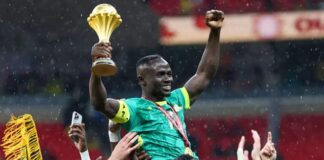 Sadio Mane celebrating after Senegal were crowned 2025 Afcon champions. Photo
