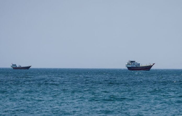 Vessels navigating the Strait of Hormuz near Musandam, Oman
