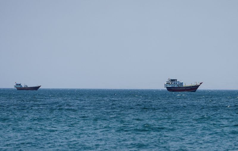 Vessels navigating the Strait of Hormuz near Musandam, Oman
