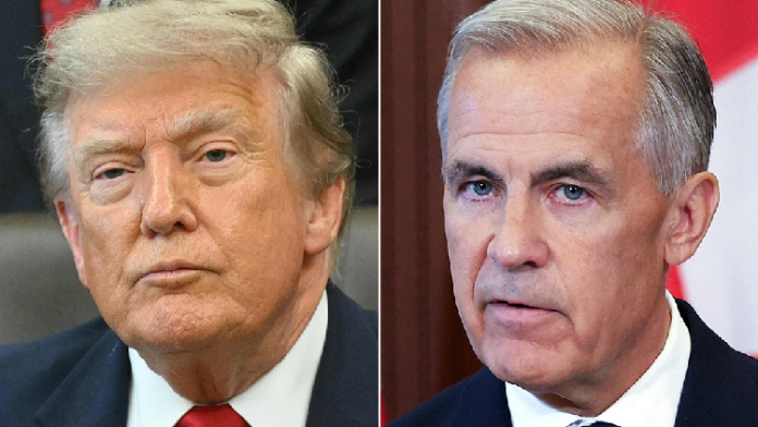 A combined photo of US President Donald Trump and Canadian Prime Minister Mark Carney.