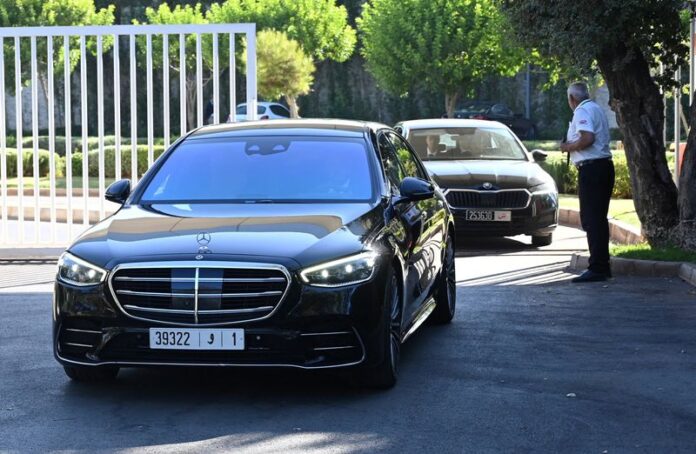 Cars leaving the FIFA office in Rabat, Morocco, where Gianni Infantino held a crisis meeting.