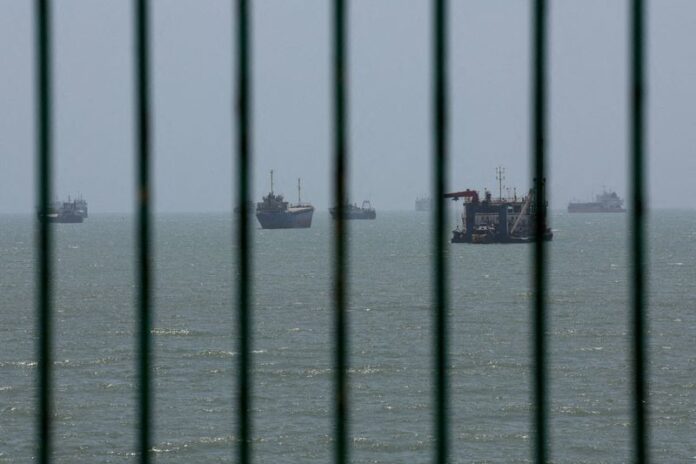 Vessels navigating the Strait of Hormuz near Bandar Abbas, Iran