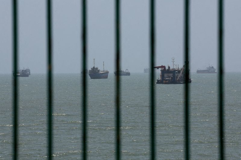 Vessels navigating the Strait of Hormuz near Bandar Abbas, Iran