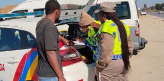 A road block enforcing traffic laws.