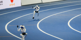 How close are humanoid robots to becoming part of our everyday life? Tiangong Omni robot runs on the athletics track during the second World Humanoid Robot Games, the National Speed Skating Oval (the Ice Ribbon), Beijing, China. /CGTN
