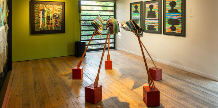 Artwork by Kutlwano Monyai featured in her debut solo exhibition Dakalo at Gallery MOMO