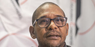 Moegoe MP Fadiel Adams during a media briefing.