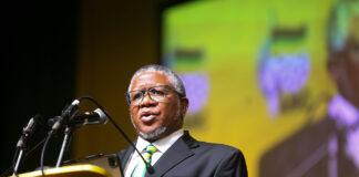 ANC Secretary General Fikile Mbalula speaking during an official party candidate announcement event in Sandton
