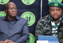 MK Party leader Jacob Zuma and secretary-general Sibonelo Nomvalo