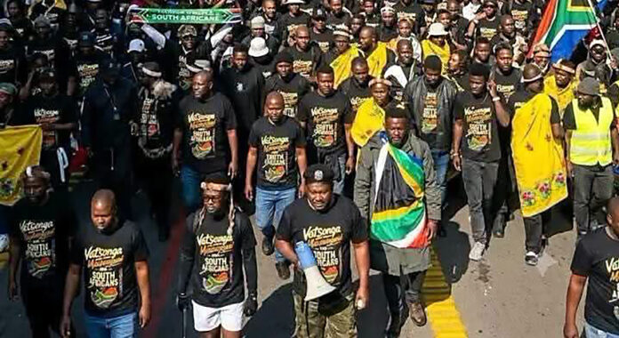 Vatsonga-Machangani Civil Movement members advocate for civil rights and against tribal profiling in South Africa.