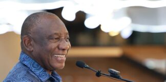 Smiling Cyril Ramaphosa