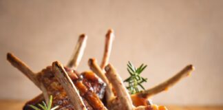 Grilled lamb chops prepared for a South African braai