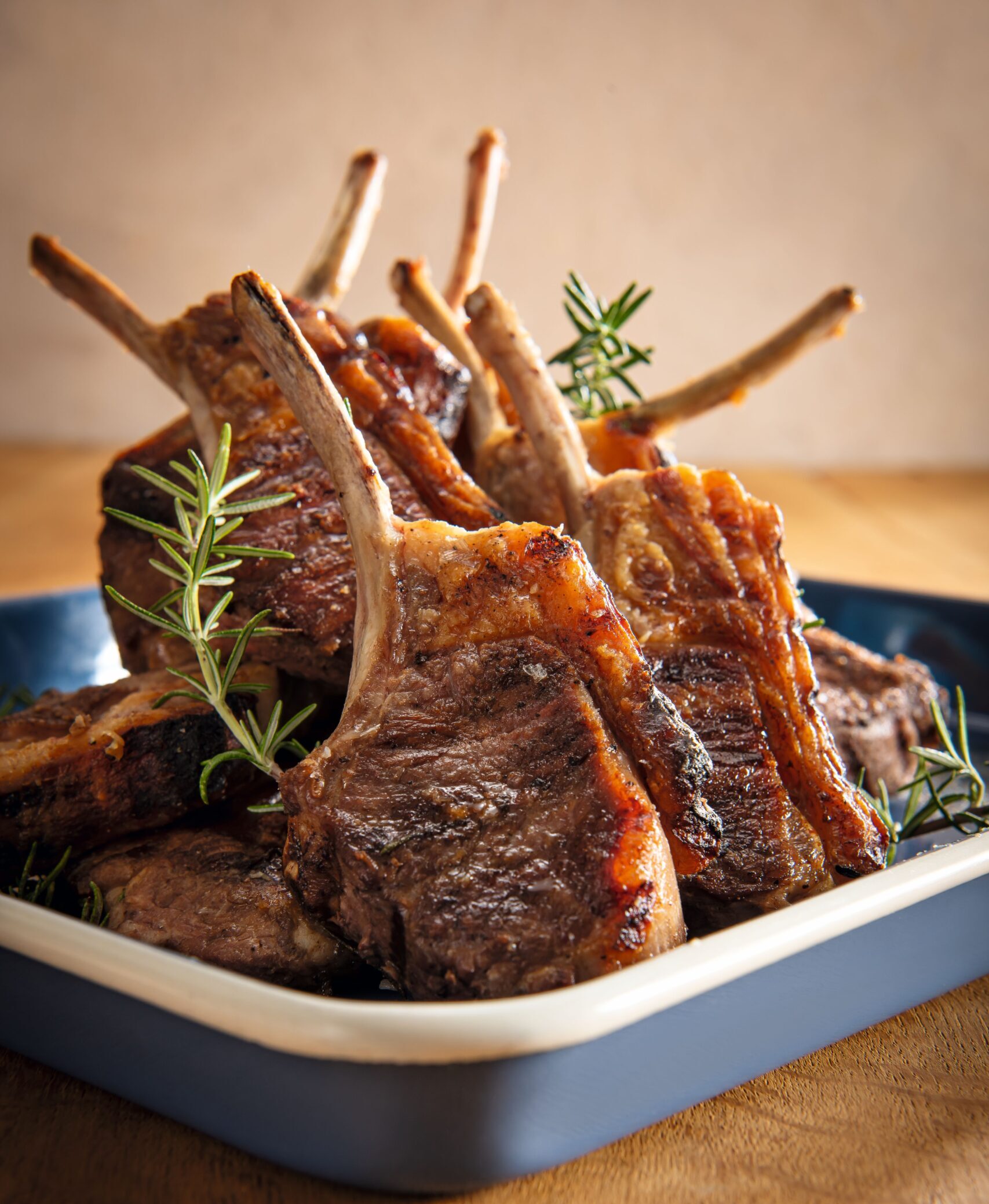 Grilled lamb chops prepared for a South African braai