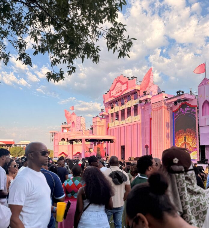 Festivalgoers dressed for Luxurious Marble Circus in Muldersdrift