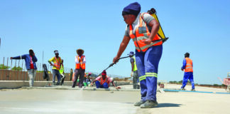 Construction workers at an infrastructure development site in South Africa