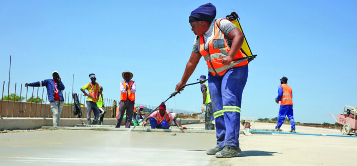Construction workers at an infrastructure development site in South Africa