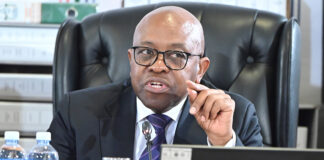 Justice Mbuyiseli Madlanga at the Madlanga Commission of Inquiry in Pretoria