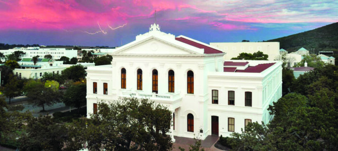 Stellenbosch University campus grounds and historic architecture in South Africa
