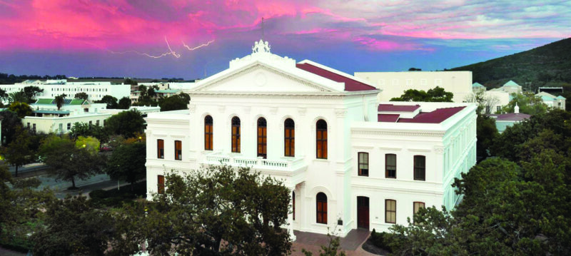 Stellenbosch University campus grounds and historic architecture in South Africa