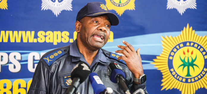Gauteng Provincial Commissioner Lieutenant General Tommy Mthombeni addressing the media