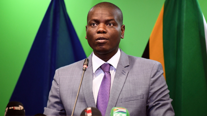 FILE: South Africa's Minister of International Relations and Cooperation Ronald Lamola speaks during a press conference with his German counterpart at the Federal Foreign Office in Berlin, Germany, April 13, 2026. /CFP
