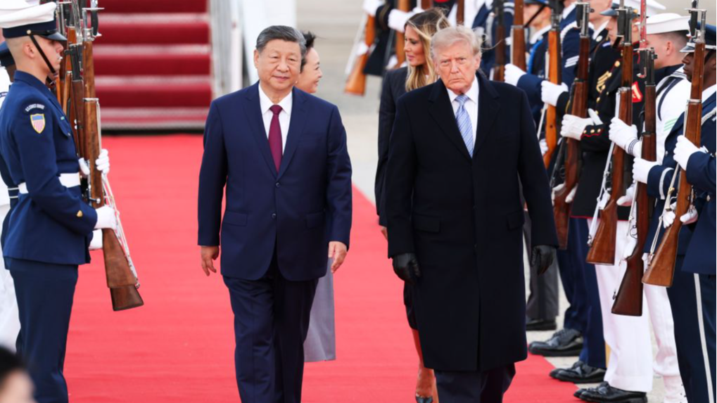 Chinese President Xi Jinping arrives in the US, and is welcomed by President Donald Trump.
