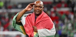Pitso Mosimane starts new era on a high with impressive victory Pitso Mosimane with SA Flag