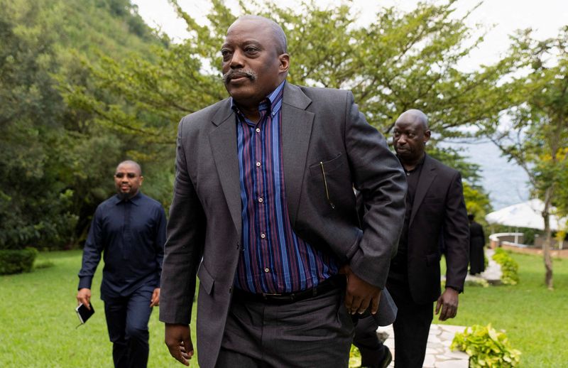 Democratic Republic of Congo's former President Joseph Kabila walks to attend a meeting in Goma, North Kivu, Democratic Republic of Congo, May 29, 2025. REUTERS/Arlette Bashizi/File Photo