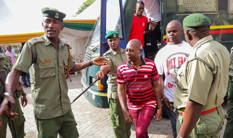 Paul Mackenzie, a Kenyan cult leader accused of ordering his followers, who were members of the Good News International Church, to starve themselves to death in Shakahola Forest, arrives for his judgement at the Mombasa High Court, Kenya, October 19, 2026.