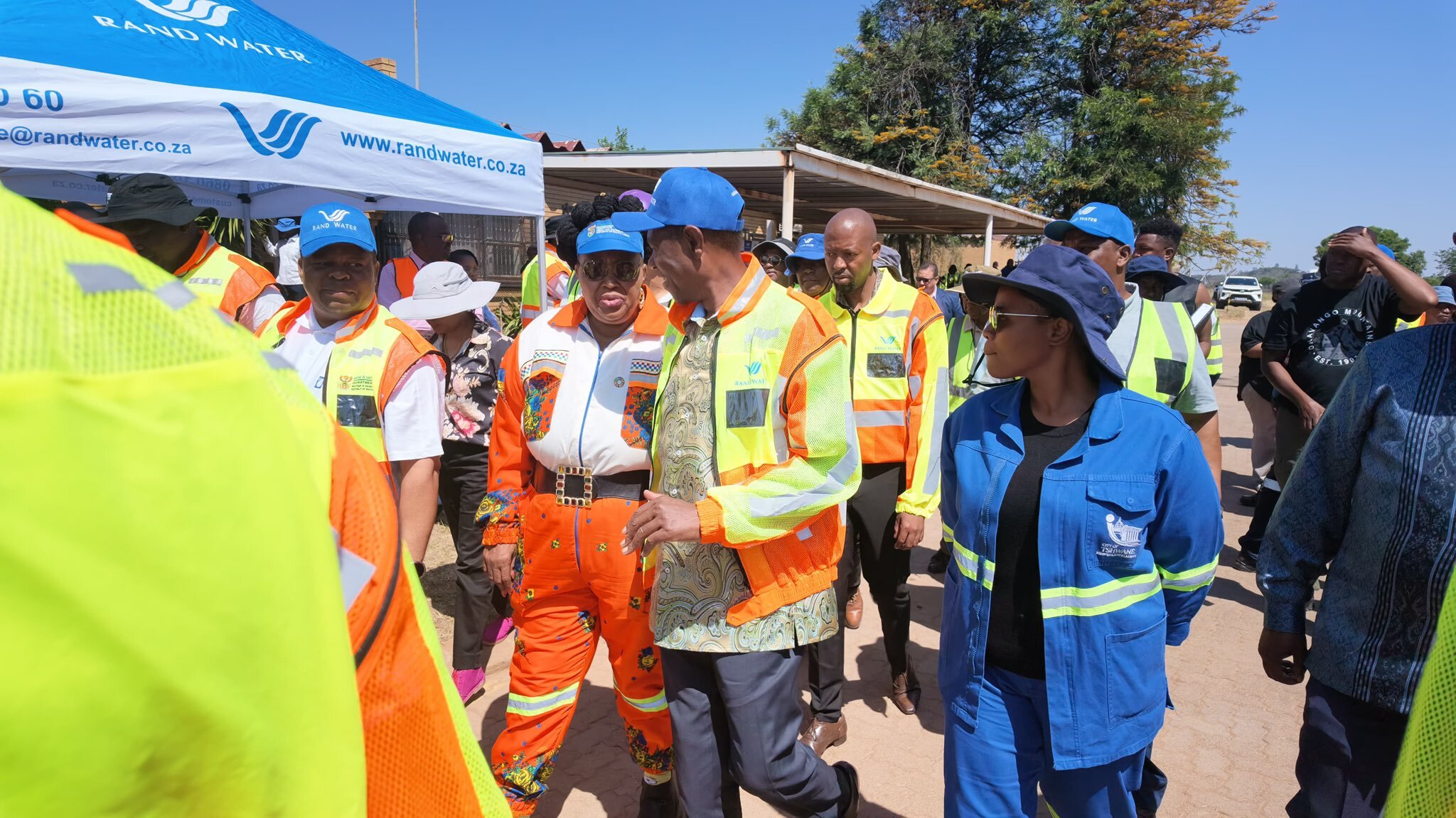 Officials during an oversight visit to the Bronkhorstspruit water treatment plant