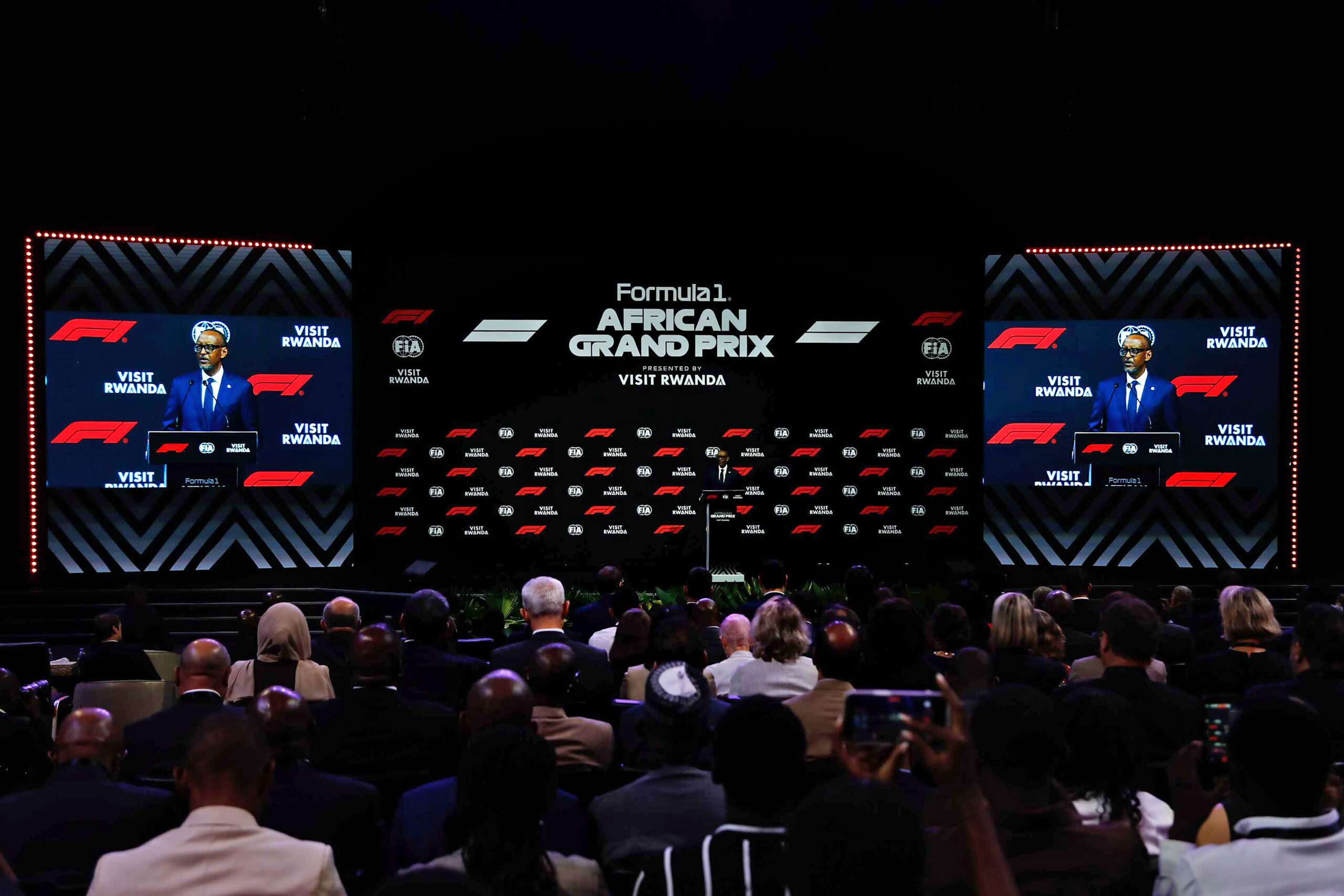 Rwandan President Paul Kagame during historic F1 hosting announcement.