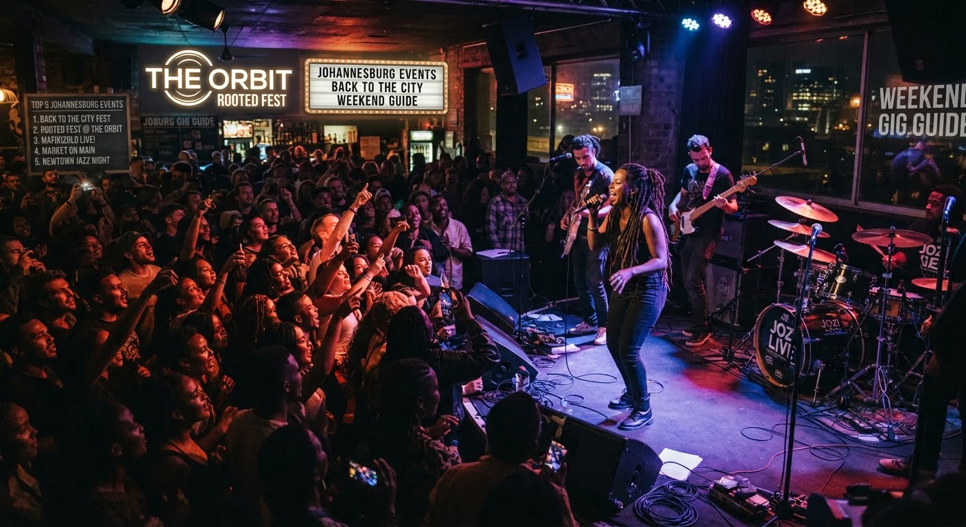 People attending a live music and cultural event in Johannesburg