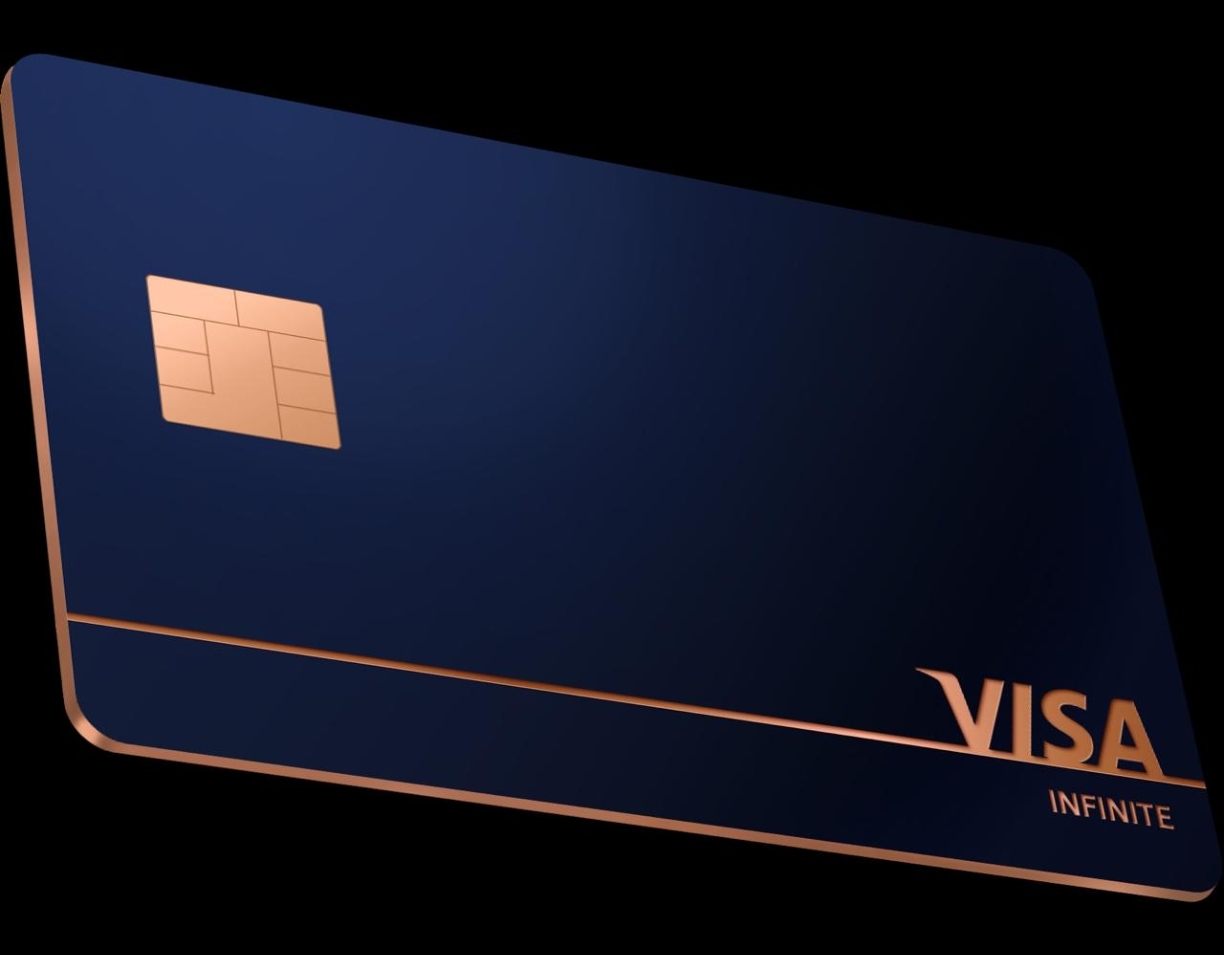 A Black Visa card against a black background